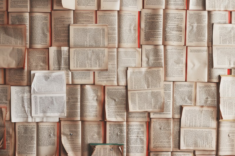 Stack of open books
